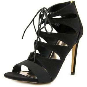 Madden Girl Raceyyy Black lace up gladiator heels
